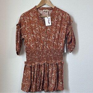 Jessica Simpson Floral White And Rust Girls' Dress With Ruffles Sz L (10) / NWT